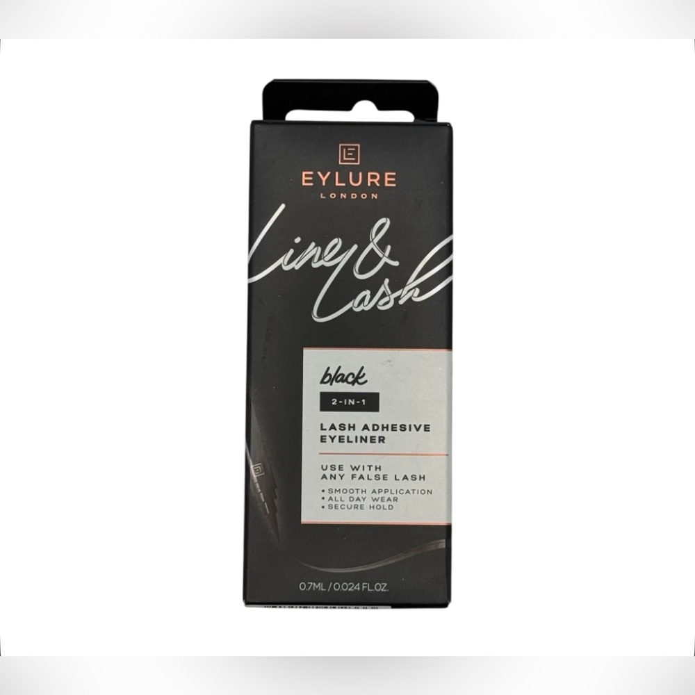 Eylure London 2-in-1 Black Lash Adhesive Eyeliner Liner Glue Smudge Proof New
